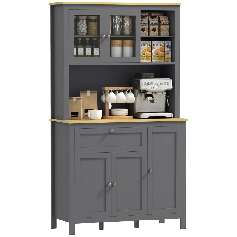 HOMCOM 5-Door Kitchen Pantry Cabinet, Freestanding Storage Cabinet Cupboard with Adjustable Shelves, 71"