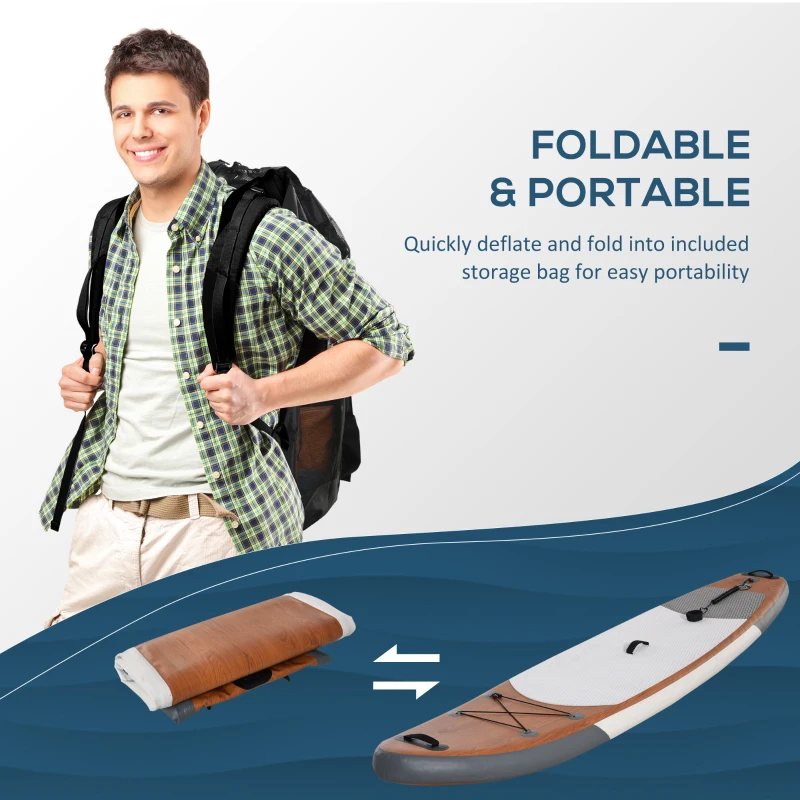 Soozier Inflatable Stand Up Paddle Board Ultra-Light Yoga SUP with Non-Slip Deck Pad, Premium Accessories, Waterproof Bag, Safety Leash and Hand Pump for Surfing, Touring and Fishing, Brown