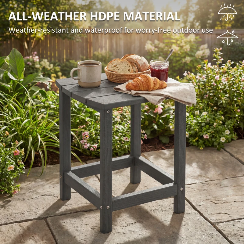 Outsunny Outdoor Side Table, Adirondack Patio End Table for Garden, Pool, Backyard, Lawn, Beach, Indoor and Outdoor, Grey