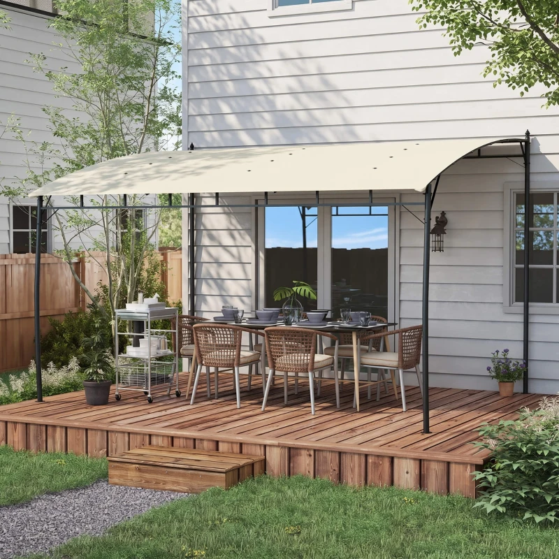 Outsunny 10' x 13' Backyard Pergola with UV30+ Protection Canopy and Steel Frame for Porch, Patio, Deck, Cream White
