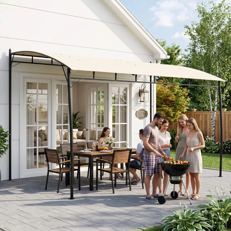 Outsunny 10' x 13' Backyard Pergola with UV30+ Protection Canopy and Steel Frame for Porch, Patio, Deck, Cream White