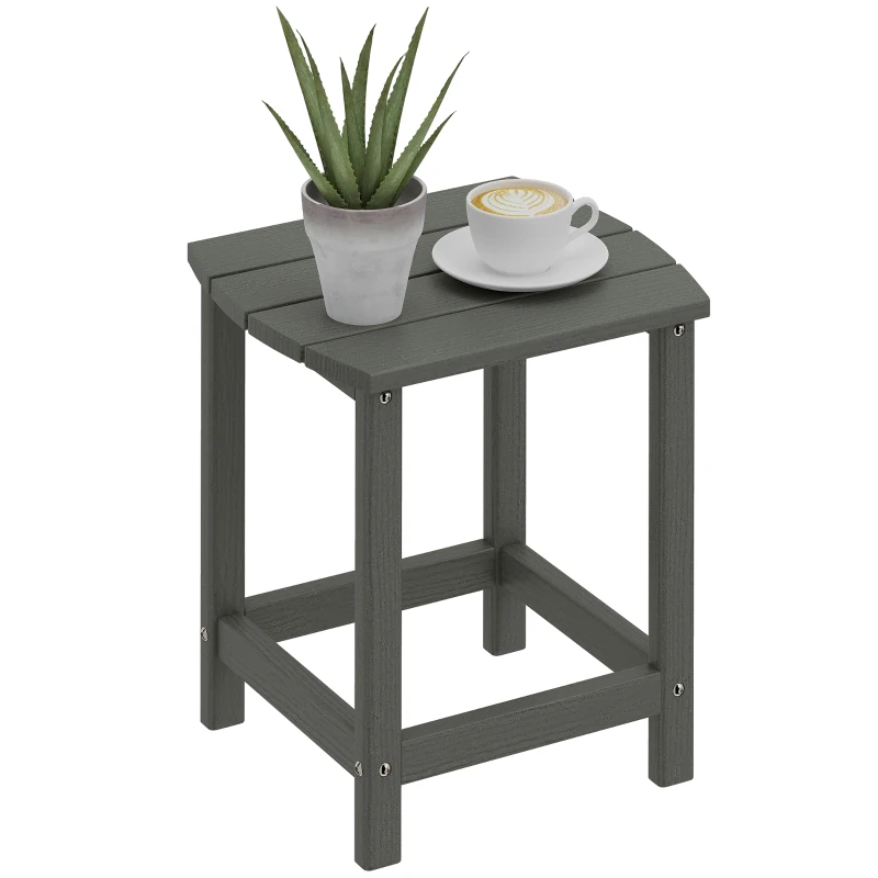 Outsunny Outdoor Side Table, Adirondack Patio End Table for Garden, Pool, Backyard, Lawn, Beach, Indoor and Outdoor, Grey