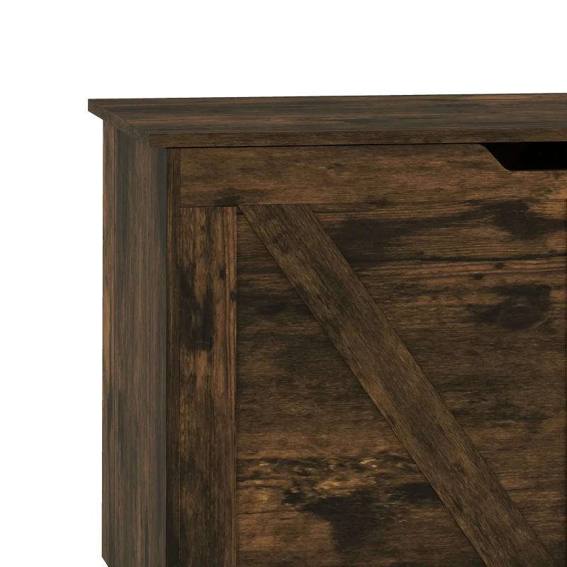 HOMCOM 31.5 Inches Storage Chest, Storage Trunk with Safety Hinge for Living Room, Rustic Brown