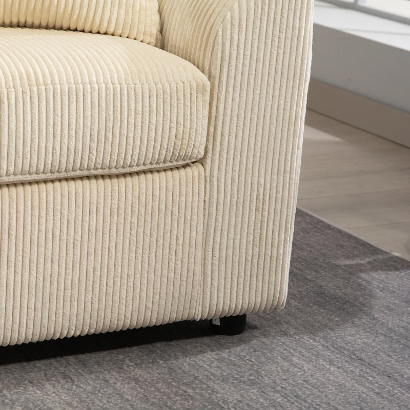 HOMCOM 3 Seater Sofa, 83.5" Modern Upholstered Couch with Pocket Spring and 2 Scatter Cushions for Living Room, Cream White