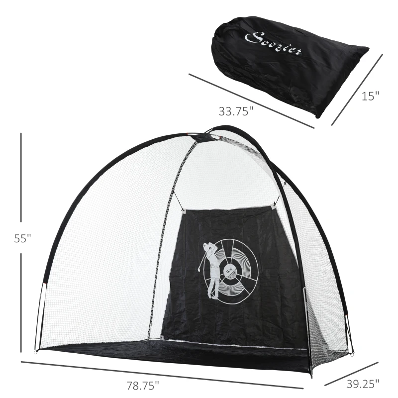 Soozier Golf Hitting Net with Chipping Target, Golf Aid Training Practice Net with Carry Bag for Indoor and Outdoor Golf Sports