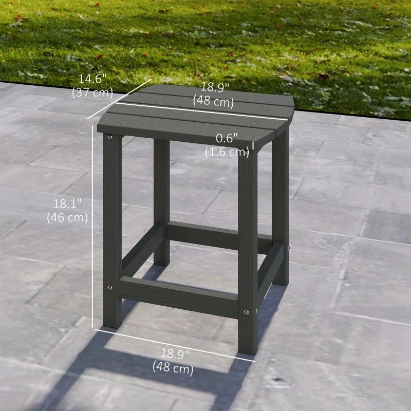 Outsunny Outdoor Side Table, Adirondack Patio End Table for Garden, Pool, Backyard, Lawn, Beach, Indoor and Outdoor, Grey
