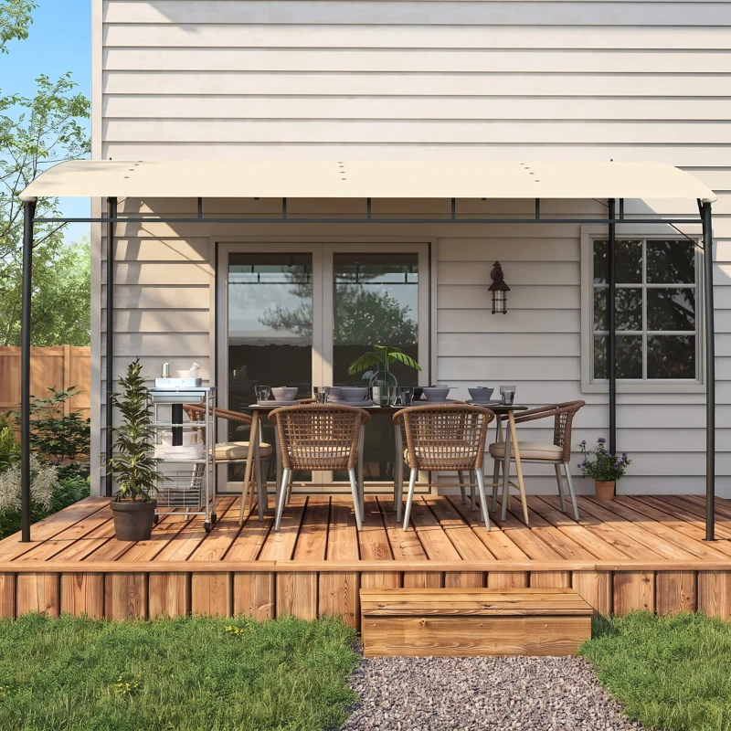 Outsunny 10' x 13' Backyard Pergola with UV30+ Protection Canopy and Steel Frame for Porch, Patio, Deck, Cream White