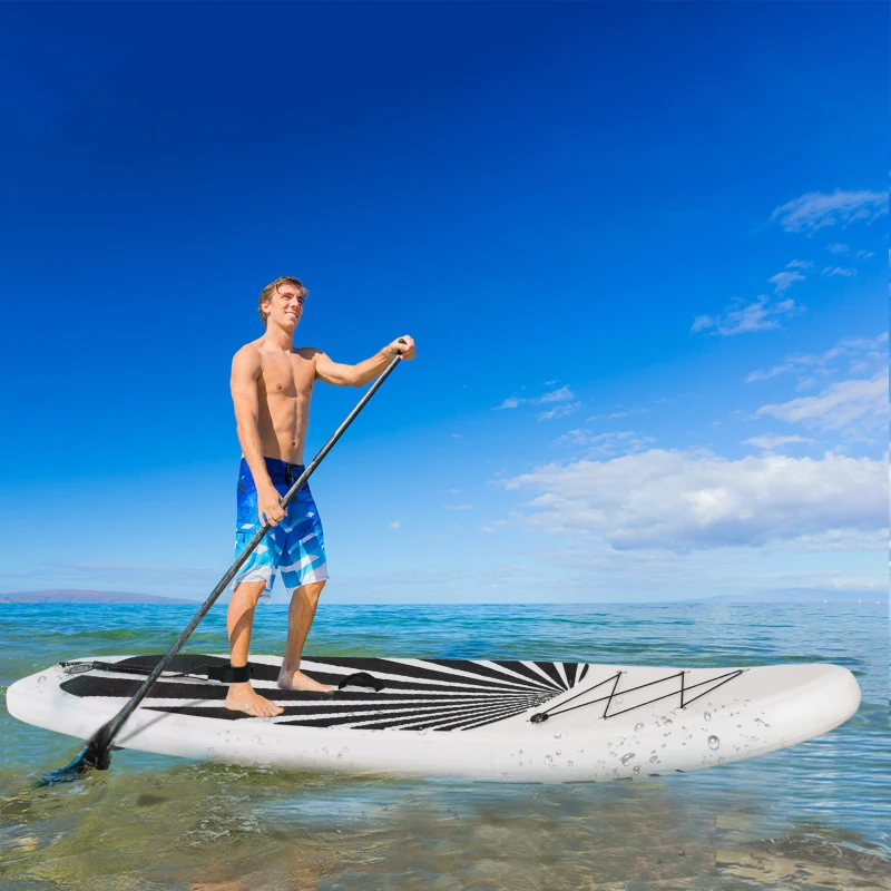 Soozier Inflatable Stand Up Paddle Board Ultra-Light Yoga SUP with Non-Slip Deck Pad, Premium Accessories, Waterproof Bag, Safety Leash and Hand Pump for Surfing, Touring and Fishing, Black