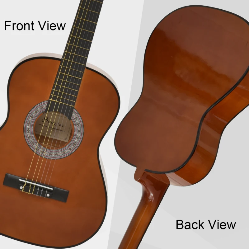 Soozier 36" Classical Guitar Birch Wood Guitar Set with Special Storage Bag for Child Beginners, Coffee
