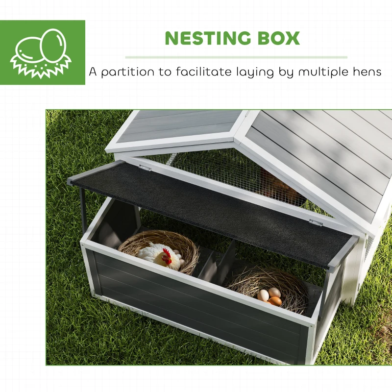 PawHut 95"L Chicken Run Large Chicken Coop with Nesting Box Wooden Roof Side Door for Outdoor 4–8 Chickens