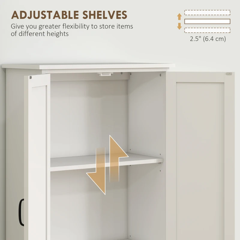 HOMCOM 60" 4-Door Storage Cabinet Multi-Storey Large Space Pantry with Adjustable Shelves White