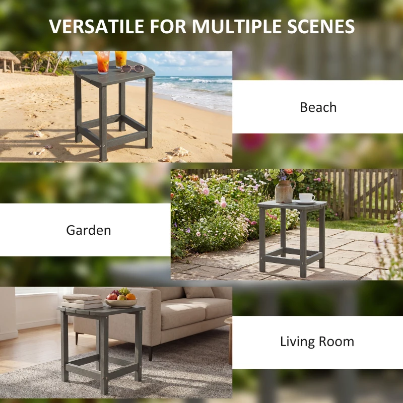 Outsunny Outdoor Side Table, Adirondack Patio End Table for Garden, Pool, Backyard, Lawn, Beach, Indoor and Outdoor, Grey