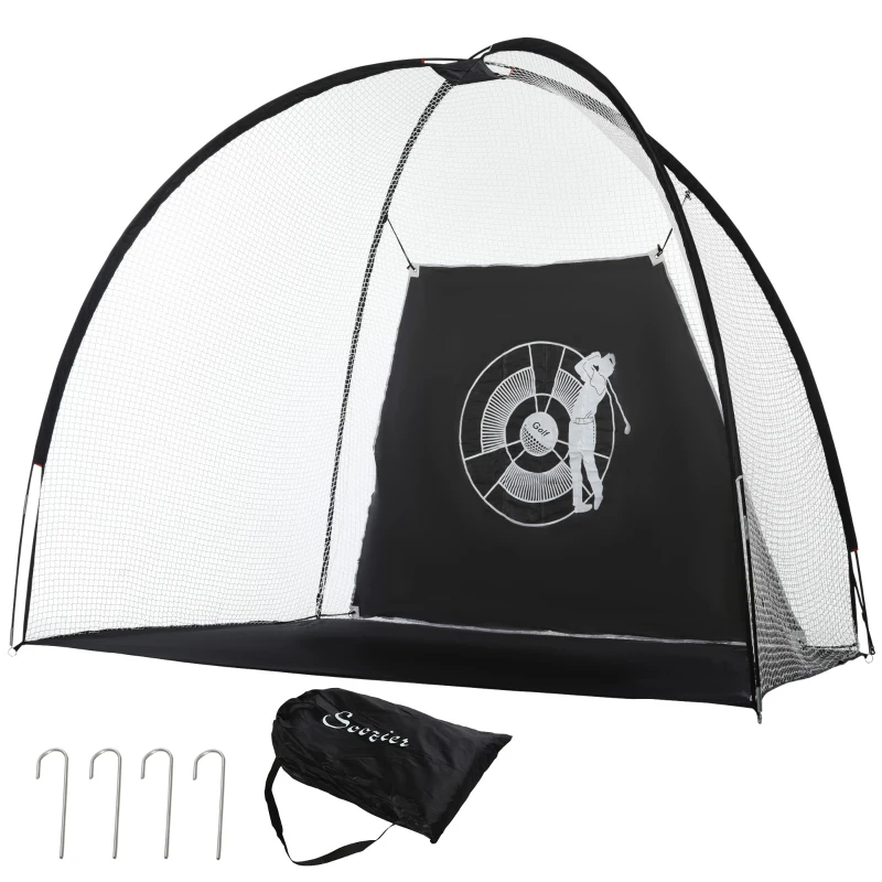 Soozier Golf Hitting Net with Chipping Target, Golf Aid Training Practice Net with Carry Bag for Indoor and Outdoor Golf Sports