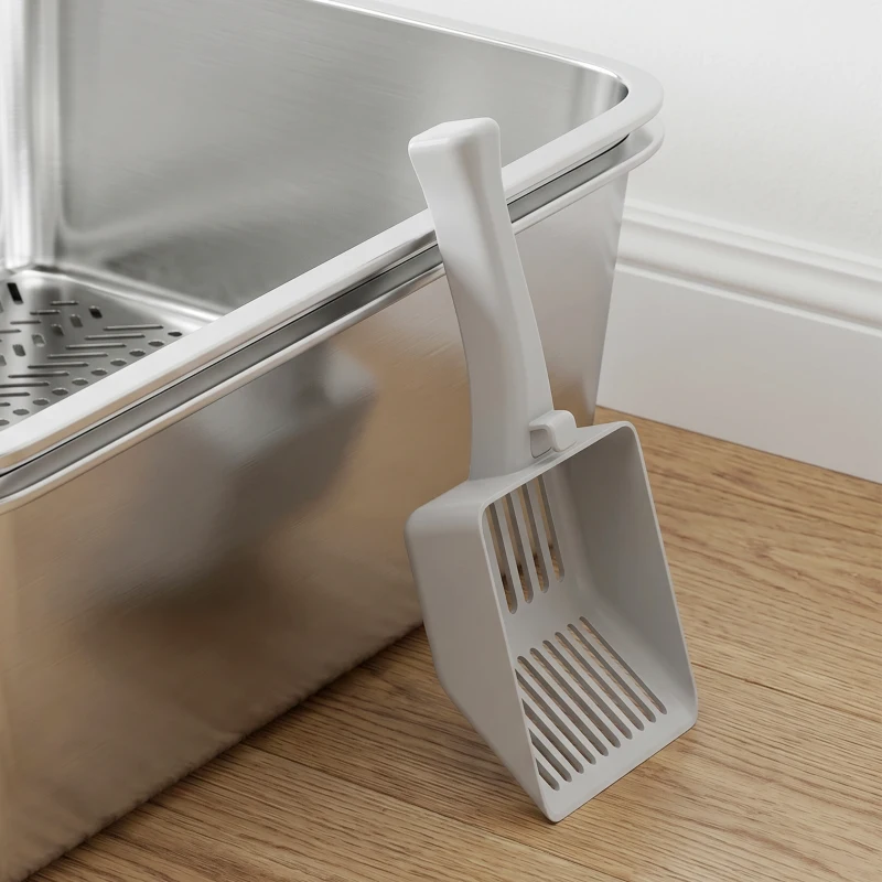 PawHut Stainless Steel Litter Box, XL Sifting Cat Litter Box for Medium and Large Cat, Non-Sticky, Odour Free, Easy Clean