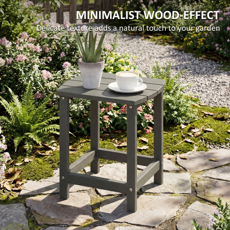 Outsunny Outdoor Side Table, Adirondack Patio End Table for Garden, Pool, Backyard, Lawn, Beach, Indoor and Outdoor, Grey