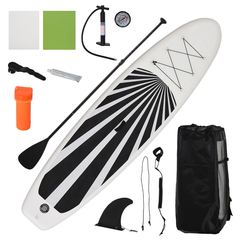 Soozier Inflatable Stand Up Paddle Board Ultra-Light Yoga SUP with Non-Slip Deck Pad, Premium Accessories, Waterproof Bag, Safety Leash and Hand Pump for Surfing, Touring and Fishing, Black