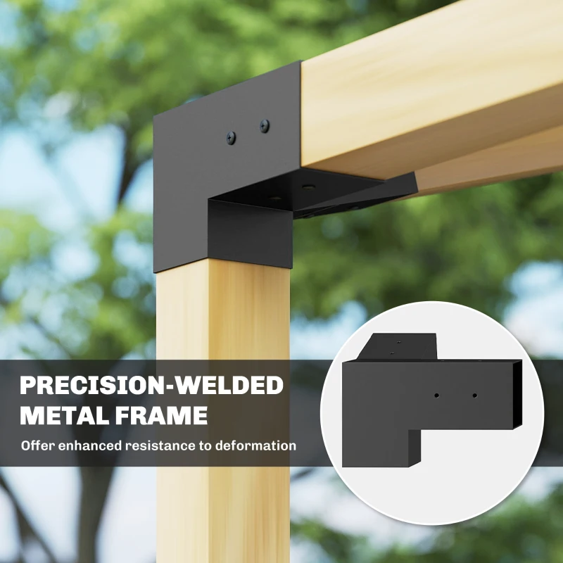 Outsunny Pergola Kit, 15° Slanted Pergola Bracket Kit with 3-Way Brackets, Post Bases, Wall Mounts for 3.6" X 3.6" Lumber, Black