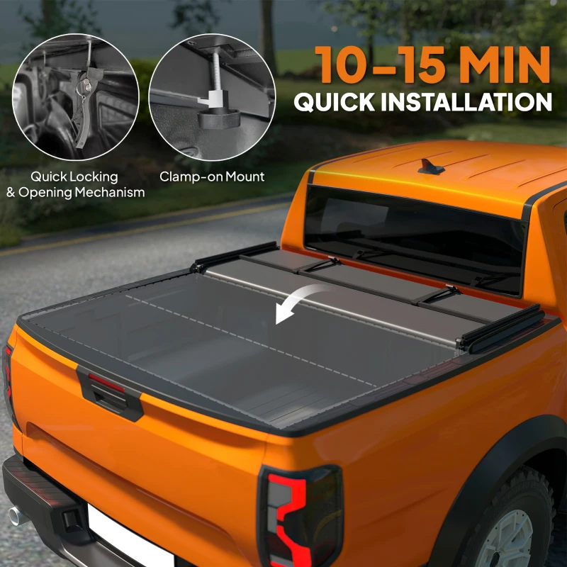 Outsunny 6.5'' Soft Tri-Fold Truck Bed Tonneau Cover for 6.4 ft Bed, Truck Bed Cover with Seal Strip, Black