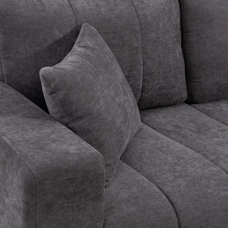 HOMCOM Sectional Couch with Integrated Seat, 3 Seater L-Shaped Sofa with Changeable Chaise, Spring Cushion, Charcoal Grey