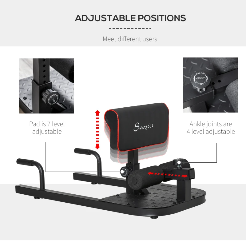 Soozier 3 in 1 Padded Push Up Sit Up Squat Machine Home Gym Fitness Equipment, Black