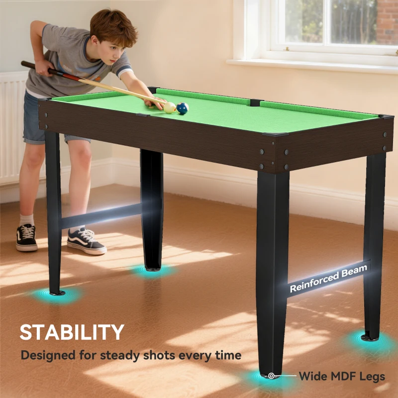 Soozier 55" Mini Pool Table, Pool Game Billiard Table Set with 2 Cues, 16 Balls, 2 Chalks, Triangle, Brush, Green