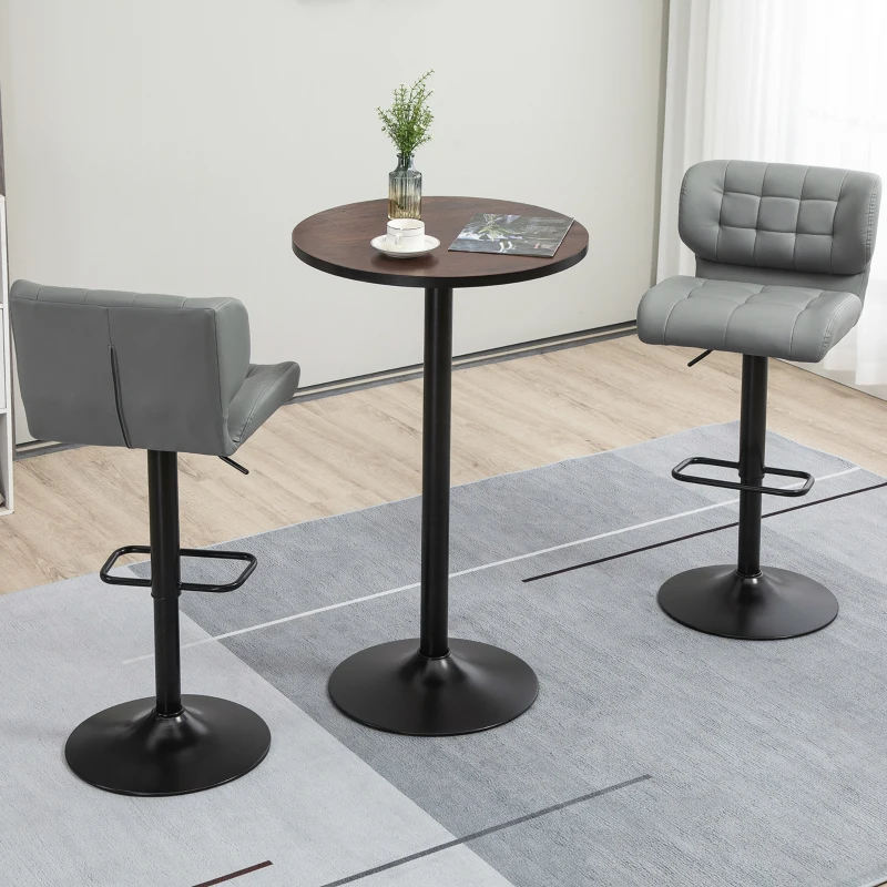 HOMCOM 41" H Bar Height Round Bar Table, Rustic Industrial Pub Table, Elm Wood Top Bistro Table with Metal Base