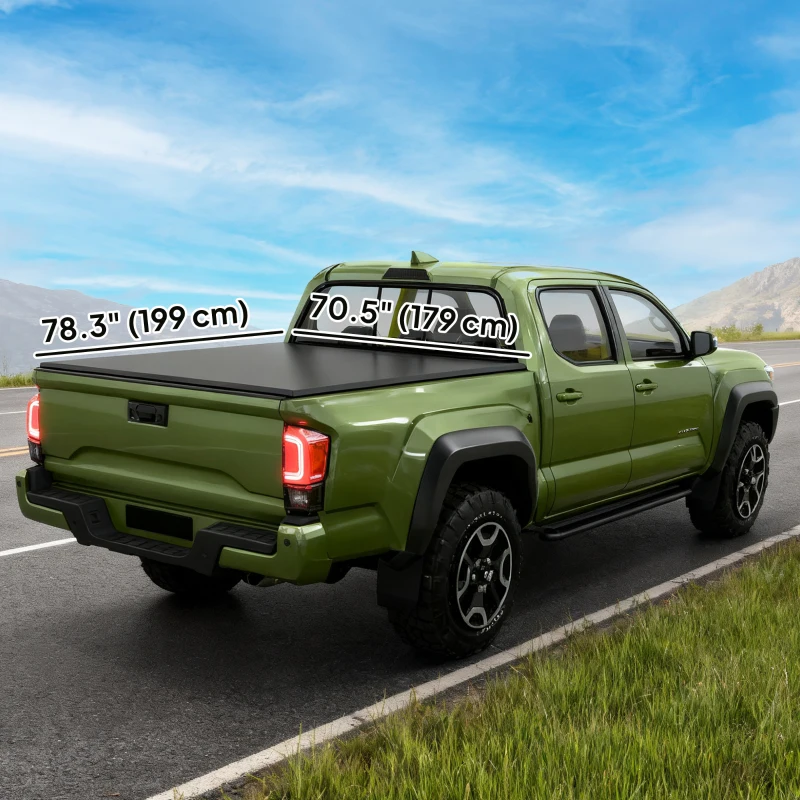 Outsunny 6.5'' Soft Tri-Fold Truck Bed Tonneau Cover for 6.4 ft Bed, Truck Bed Cover with Seal Strip, Black