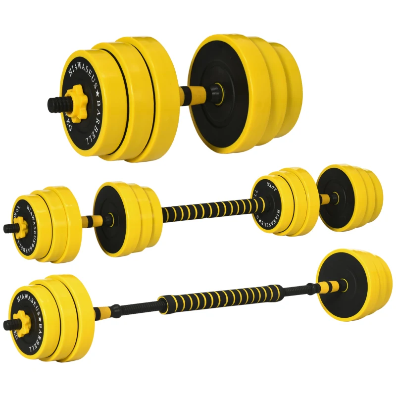 Soozier Dumbbell & Barbell Adjustable Set 66lbs Plate Bar Clamp Rod for Strength Training, Full Body Workout, Muscle Building Home Gym Sports Area Exercise Ergonomic