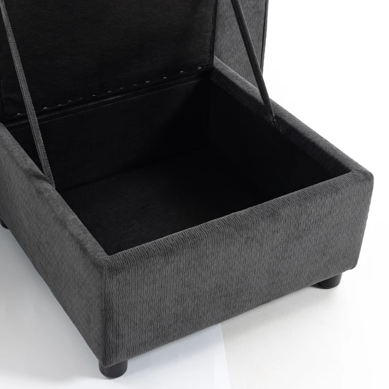 HOMCOM Modular Sectional Sofa Bed with Reversible Storage Ottoman, Pull Out Sleeper Sofa with Spring Cushion, Dark Grey