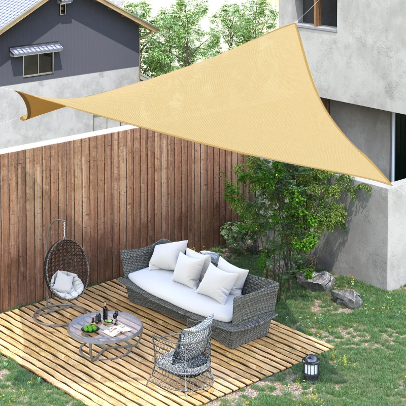 Outsunny 16' x 20' Sun Shade Sail Canopy Outdoor Shade Sail Cloth for Patio Deck Yard with D-Rings and Rope Included, Sand