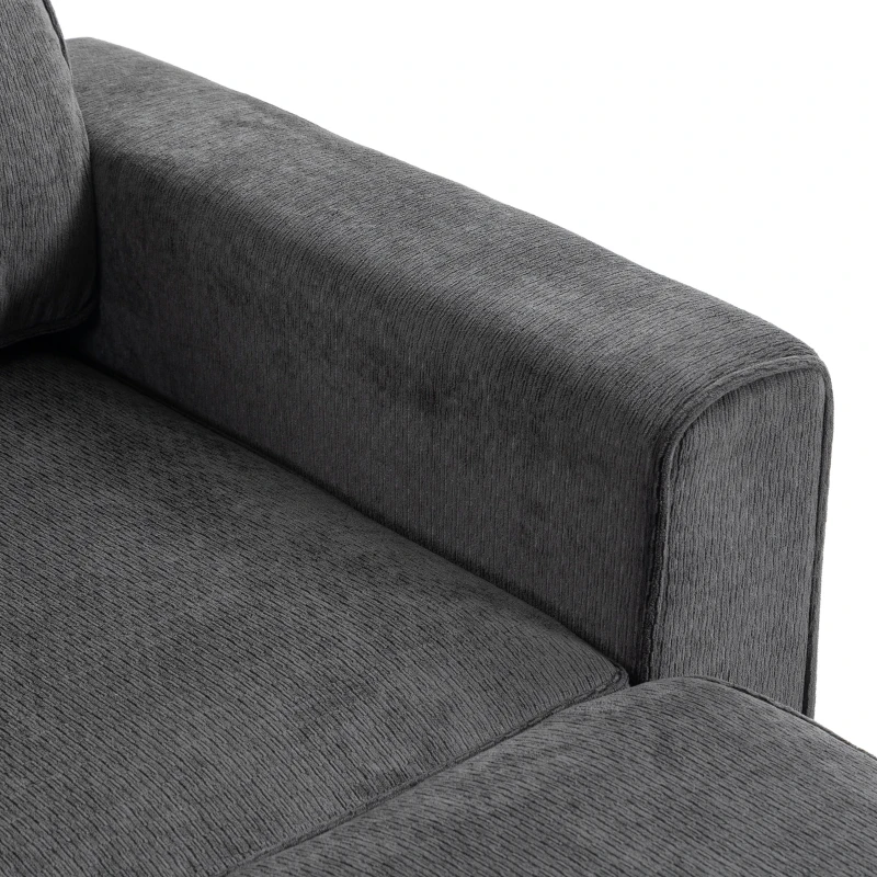 HOMCOM Modular Sectional Sofa Bed with Reversible Storage Ottoman, Pull Out Sleeper Sofa with Spring Cushion, Dark Grey