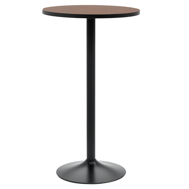 HOMCOM 41" H Bar Height Round Bar Table, Rustic Industrial Pub Table, Elm Wood Top Bistro Table with Metal Base