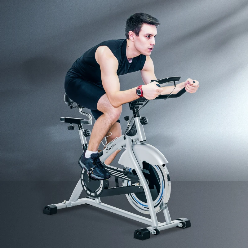 Soozier Indoor Cycling Bike Quiet Belt Drive Exercise Stationary, Flywheel Cardio Workout Bicycle