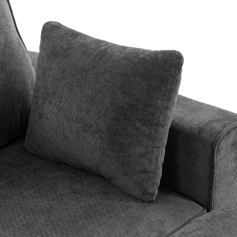 HOMCOM Modular Sectional Sofa Bed with Reversible Storage Ottoman, Pull Out Sleeper Sofa with Spring Cushion, Dark Grey