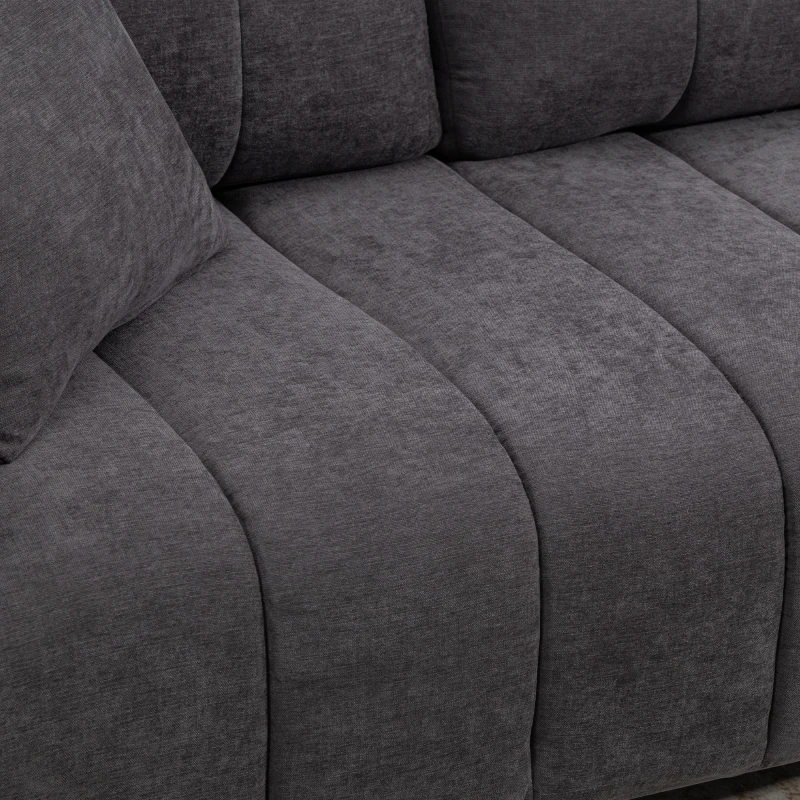 HOMCOM Sectional Couch with Integrated Seat, 3 Seater L-Shaped Sofa with Changeable Chaise, Spring Cushion, Charcoal Grey