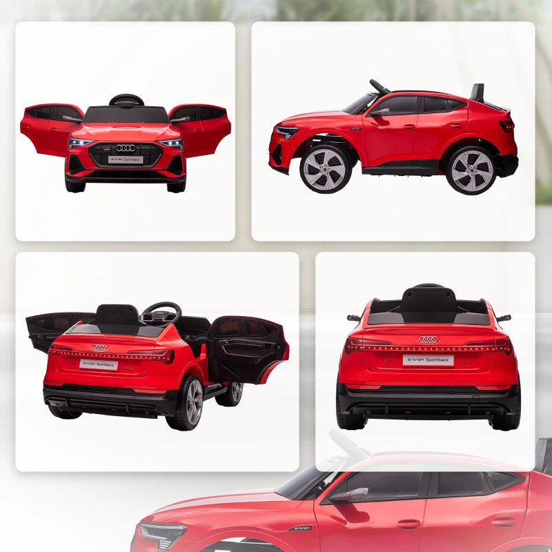 Aosom 12V Kids Electric Ride On Car, Audi E-tron, Battery Powered Toy with Parent Remote Control, Suspension System, Auxiliary Wheels, LED Lights, Music and Horn,  MP3 Player, Red