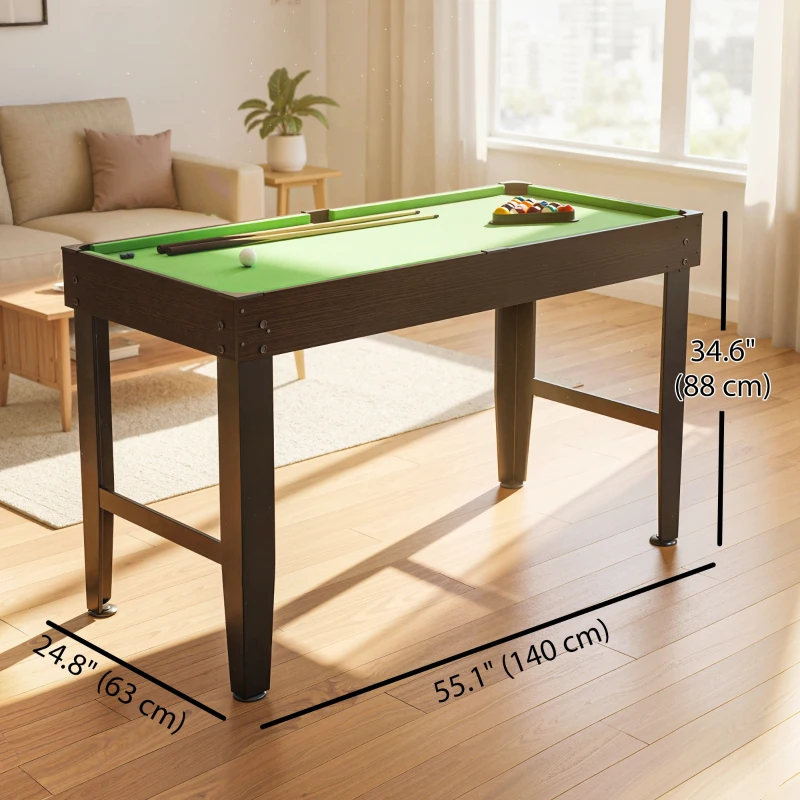 Soozier 55" Mini Pool Table, Pool Game Billiard Table Set with 2 Cues, 16 Balls, 2 Chalks, Triangle, Brush, Green