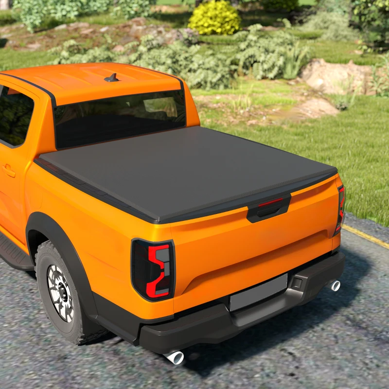 Outsunny 6.5'' Soft Tri-Fold Truck Bed Tonneau Cover for 6.4 ft Bed, Truck Bed Cover with Seal Strip, Black