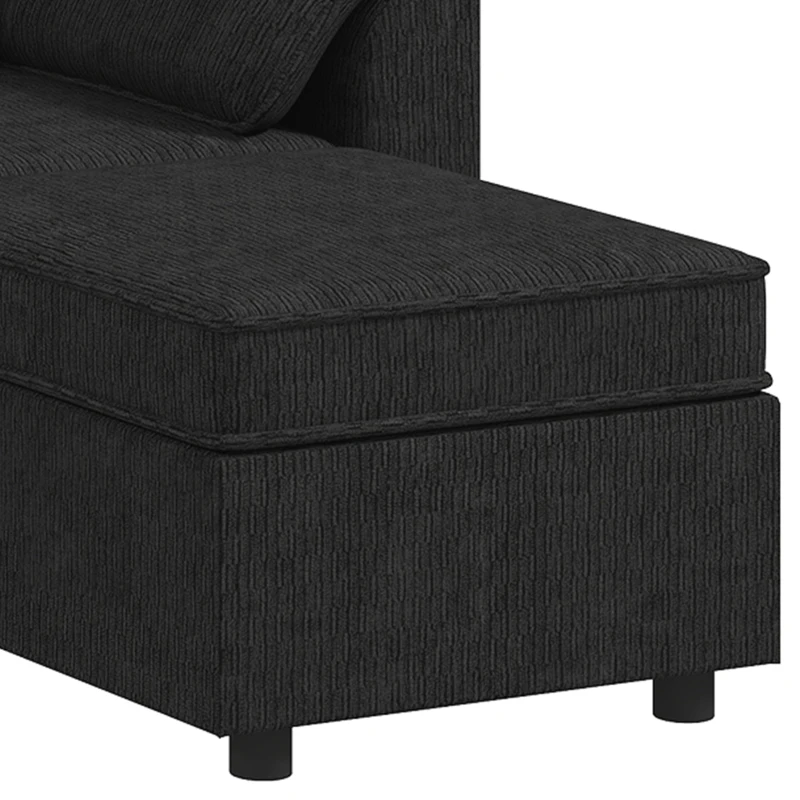 HOMCOM Sectional Sofa Bed Reversible Pull Out Sleeper Sofa Storage Ottoman, Black