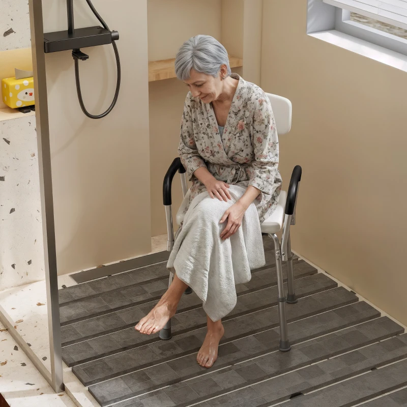 HOMCOM Shower Chair, Mobility Medical Grade Bath Chair, Adjustable Shower Bench with Removable Armrests for Seniors, Handicap, Disabled