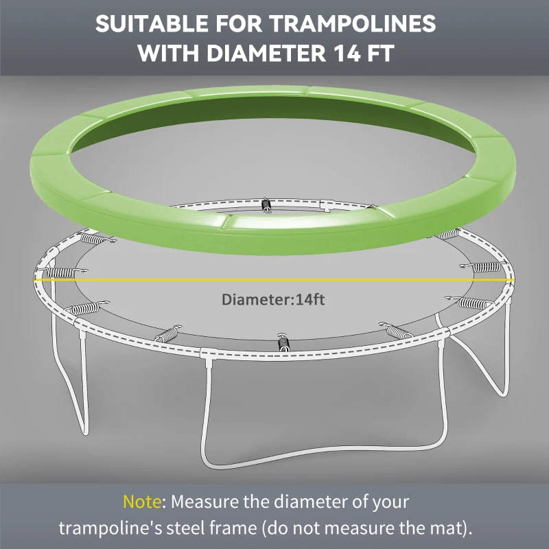 Soozier 14FT Trampoline Spring Cover, Safety Trampoline Pad Replacement, Waterproof and Tear Resistant, All Weather Trampoline Accessories, No Holes for Pole, Green