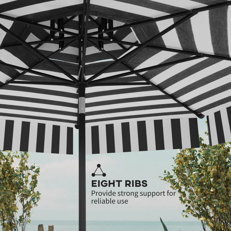 Outsunny 8.6FT Patio Umbrella, UPF 30+ Outdoor Market Umbrella, 2-Tier Vented Patio Table Umbrella with Crank 8 Ribs, Tiltable Porch Umbrella for Garden Deck Poolside, Black