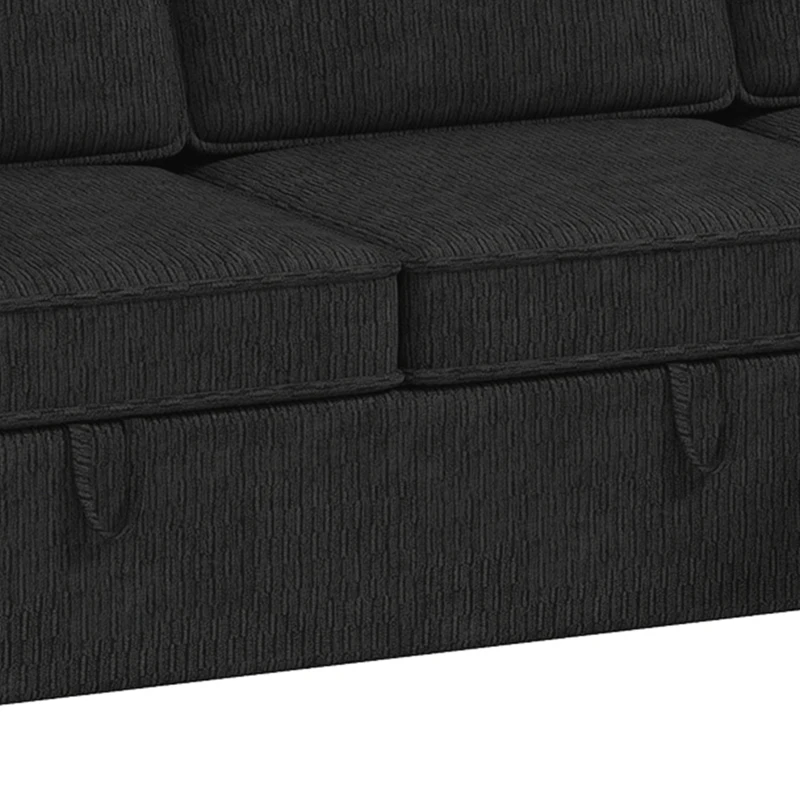 HOMCOM Sectional Sofa Bed Reversible Pull Out Sleeper Sofa Storage Ottoman, Black