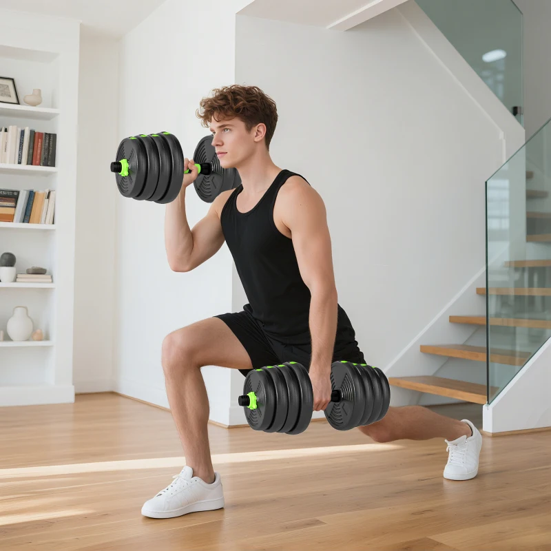 Soozier Adjustable Dumbbell Set, 3 in 1 Weights Dumbbells Set for Home Gym, 66lb Free Weights with Connector and Non-Slip Grip