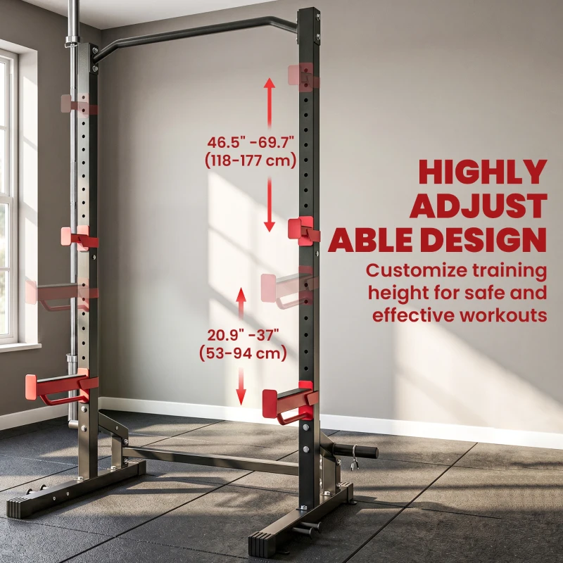 Soozier Power Cage Squat Rack, 1100LB Heavy-Duty Power Rack with Pull-Up Bar, Adjustable J-Hooks, Plates and Barbell Storage