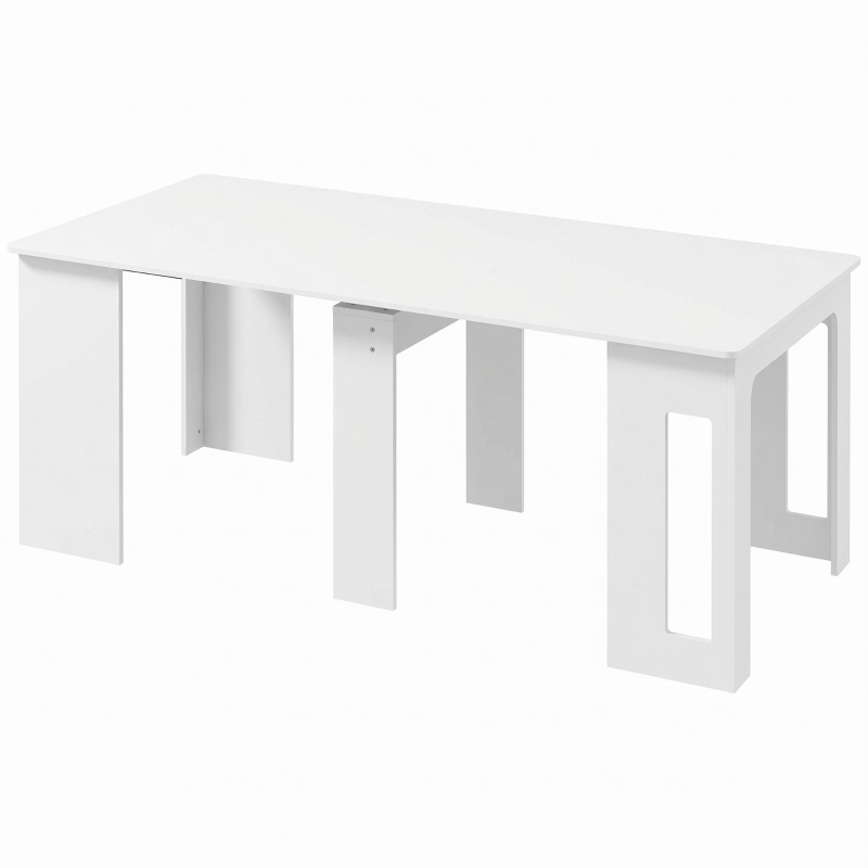 HOMCOM 23.6"-70.9" Extendable Dining Table for 6-8 People, Space-Saving Rectangular Kitchen Table for Small Spaces, Dining Room, Kitchen, Living Room, White