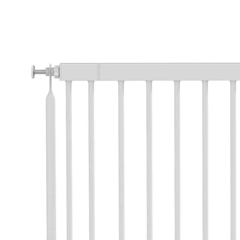 PawHut 26"-37" Dog Gate, Adjustable Pet Gate, Fits 18" Tall with 2 Extension, Pressure Mount Kit for Stairs and Doorways, White