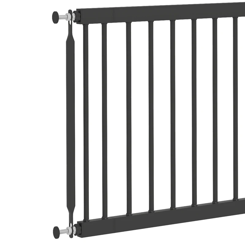 PawHut 26"-37" Dog Gate, Adjustable Pet Gate, Fits 18" Tall with 2 Extension, Pressure Mount Kit for Stairs and Doorways, Black