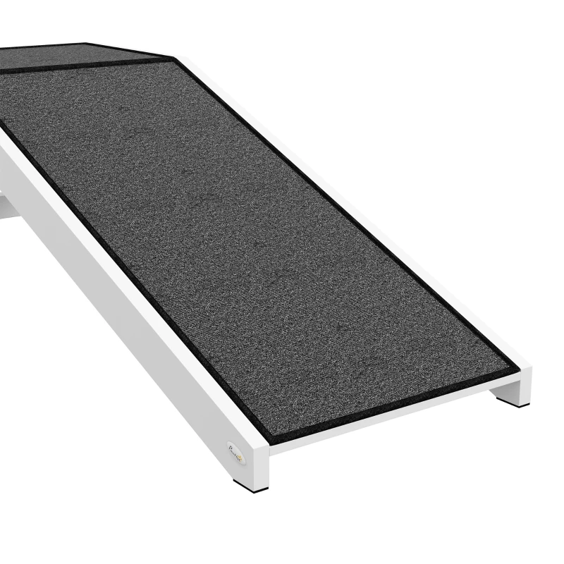 PawHut Pet Ramp, Bed Steps for Dogs Cats with Non-slip Carpet, 49"L x 16"W x 14"H, White Grey