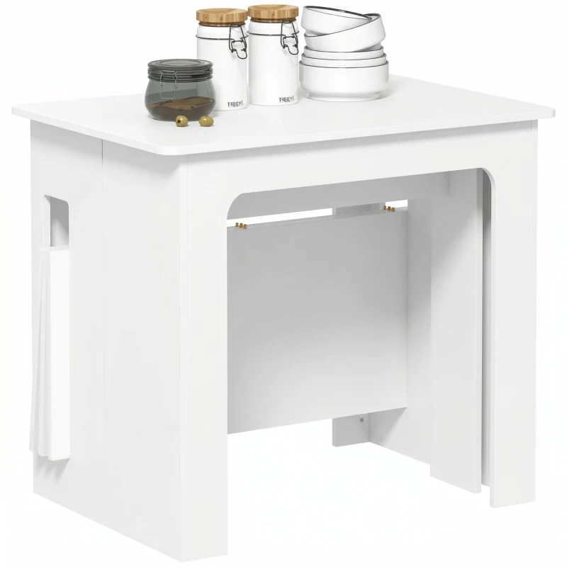HOMCOM 23.6"-70.9" Extendable Dining Table for 6-8 People, Space-Saving Rectangular Kitchen Table for Small Spaces, Dining Room, Kitchen, Living Room, White